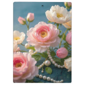 Porte-bloc Fleurs élégantes rose clair blush avec perles  (Dos)