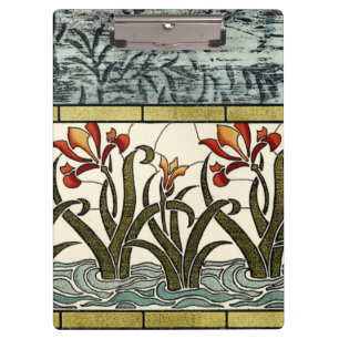 Porte-bloc Fleurs en verre souillé avec la frontière bronzage
