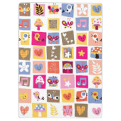 Porte-bloc fleurs mignonnes, oiseaux, motif de carrés de (Dos)