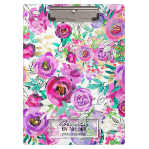 Porte-bloc Fleurs modernes personnalisées rose violet vif