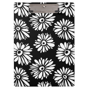 Porte-bloc Fleurs noires et blanches funky