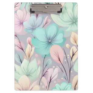 Porte-bloc Fleurs pastel et Feuilles sur Arrière - plan viole