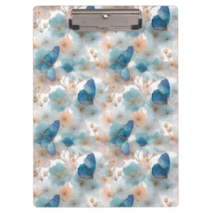 Porte-bloc Fleurs printanières vintage & Papillon bleu