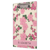 Porte-bloc Fleurs Roses, Motif De Fleurs, Votre Nom (Gauche)