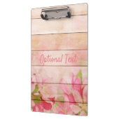 Porte-bloc Fleurs roses rustiques sur bois (Gauche)