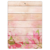 Porte-bloc Fleurs roses rustiques sur bois (Dos)