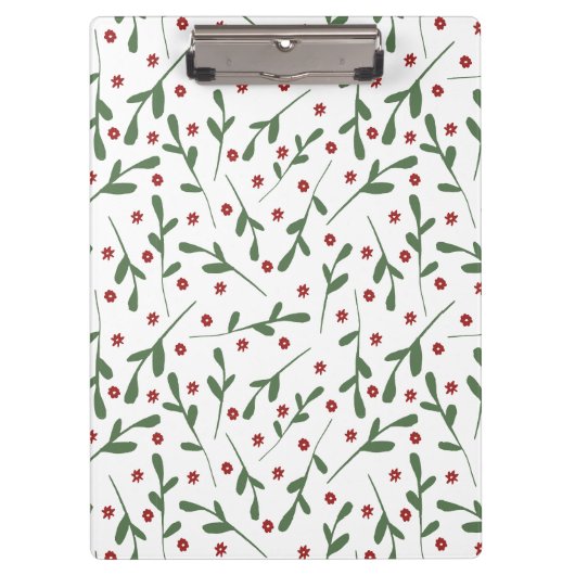 Porte-bloc Fleurs rouges, motif feuille vert (Devant)