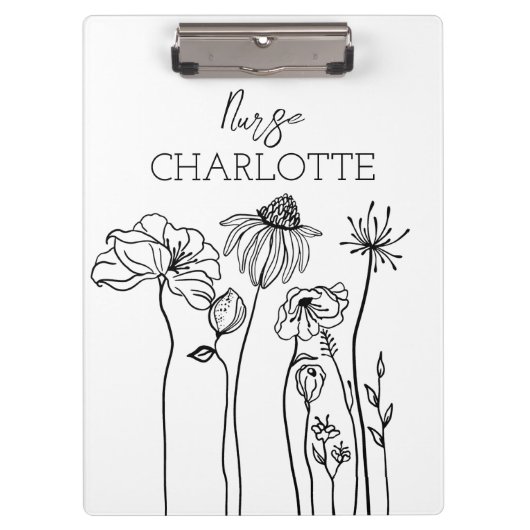 Porte-bloc Fleurs sauvages dessinées à la main simplement Nur (Devant)