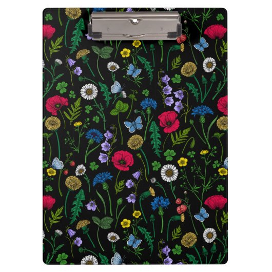 Porte-bloc Fleurs sauvages en noir (Devant)