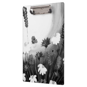 Porte-bloc Fleurs sauvages noirs et blancs