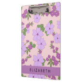 Porte-bloc Fleurs Violettes, Motif De Fleurs, Votre Nom (Gauche)