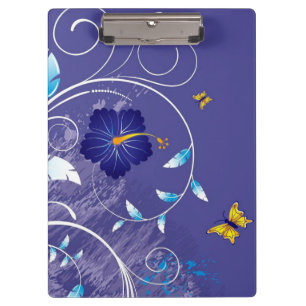 Porte-bloc Fleurs, Volutes et Papillon/Planche à pince