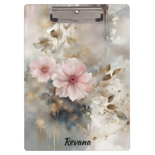 Porte-bloc Fleurs Wabi-Sabi roses et or