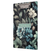 Porte-bloc Floral moderne bleu noir girly élégant élégant (Gauche)