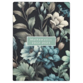 Porte-bloc Floral moderne bleu noir girly élégant élégant (Dos)