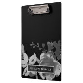 Porte-bloc Floral noir et blanc avec nom (Gauche)