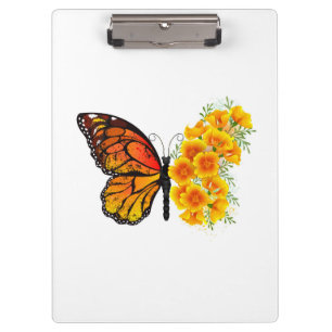 Porte-bloc Flower Butterfly with Yellow California Poppy