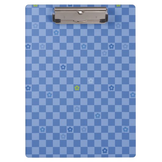Porte-bloc Flower Checkered Pattern No. 01 - Light Blue (Devant)