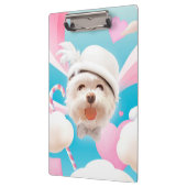 Porte-bloc Fluffy Dog avec Casquette blanc (Gauche)