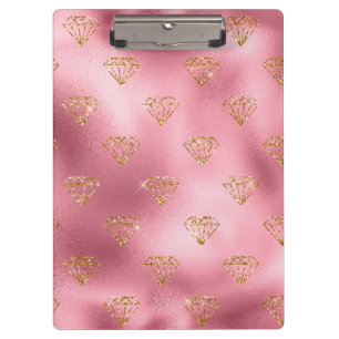 Porte-bloc Folie Rose Clair & Diamants Paillettes Glam Or