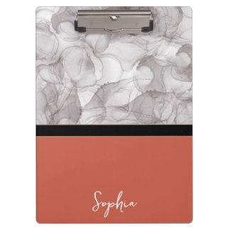 Porte-bloc Fond terracotta élégant et marbre gris avec prénom