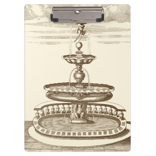 Porte-bloc Fontaine de cour avec chérub ornemental (Devant)