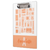 Porte-bloc Fournitures d'art lunaire Pêcher Monogramme orange (Gauche)