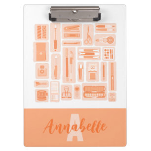 Porte-bloc Fournitures d'art lunaire Pêcher Monogramme orange