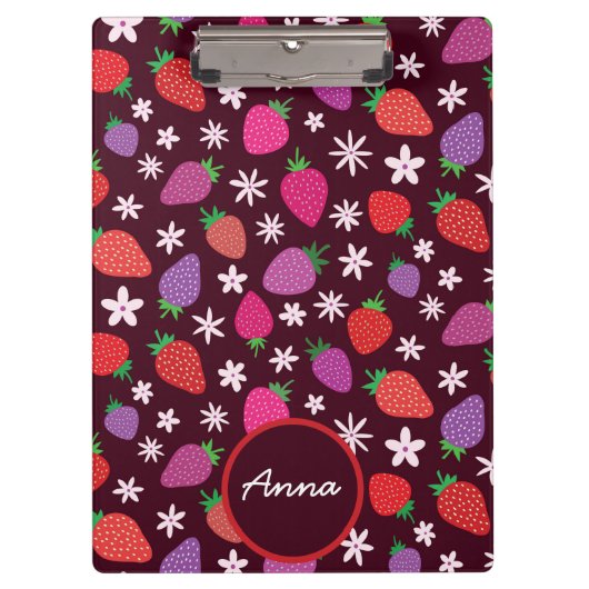 Porte-bloc Fraise Rose Rouge Violet Avec Fleurs (Devant)