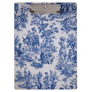 Porte-bloc Française toile de jouy bleu et blanc élégant