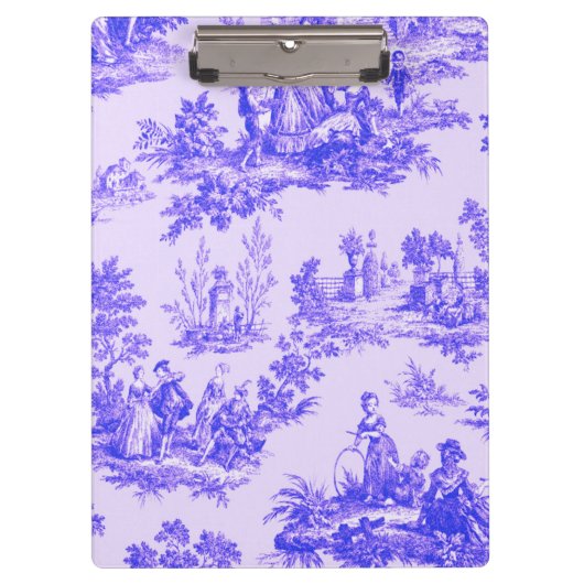 Porte-bloc Française toile de jouy bleu et blanc élégant (Devant)