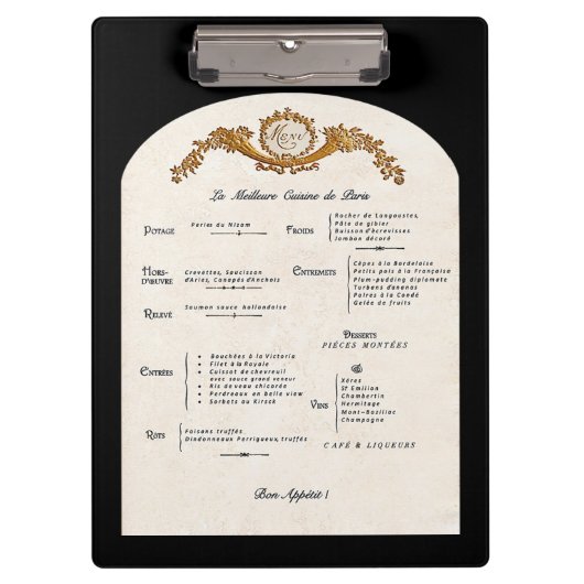 Porte-bloc French Menu Kitchen Clipboard (Devant)