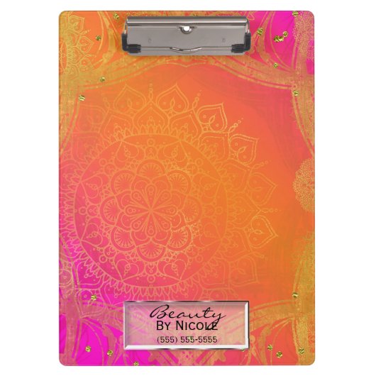 Porte-bloc Fuchsia Pink Orange & Gold Indian Mandala Glam (Devant)