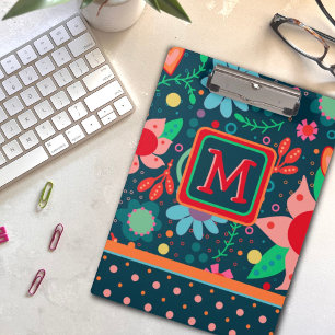 Porte-bloc Fun Custom Flower Stripe coloré enseignant initial