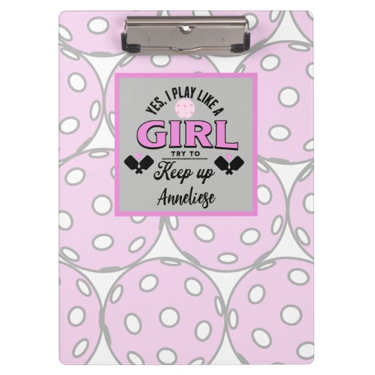 Porte-bloc Funny Personalized Pickleball "Play Like A Girl" (Devant)