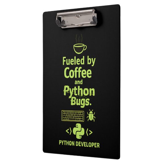 Porte-bloc Funny Python Developer – Fueled by Coffee bugs  (Gauche)