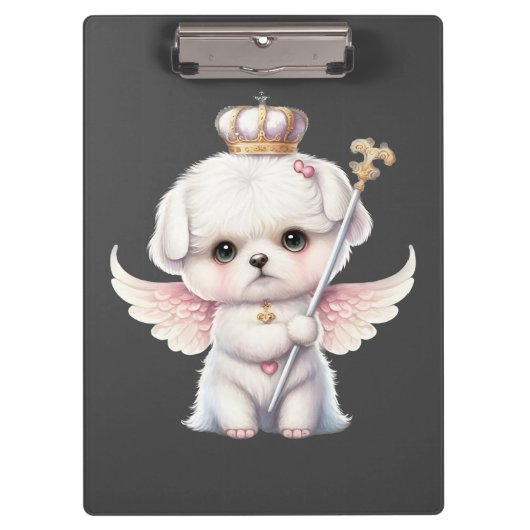 Porte-bloc Furry Joy : Angel Wing Maltese Chig Puppy Cadeau (Devant)