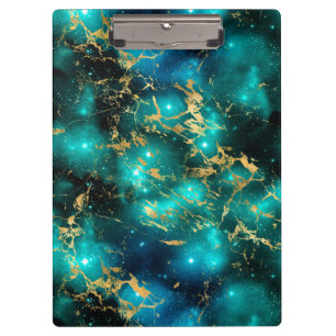 Porte-bloc Galaxie de marbre vert et or à l'aquarelle épousto