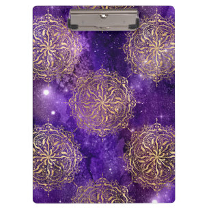 Porte-bloc Galaxie dorée et violette Motif Mandala Dharma
