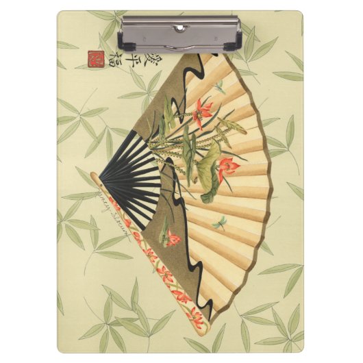 Porte-bloc Geisha Fan avec Feuille et Floral Print (Devant)