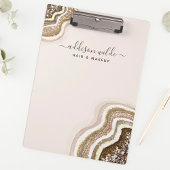 Porte-bloc Geode d'agate doré champagne Brun Glitter