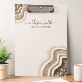 Porte-bloc Geode d'agate doré champagne Brun Glitter