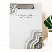Porte-bloc Géode d'agate pailletée noir et blanc Luxe Chic