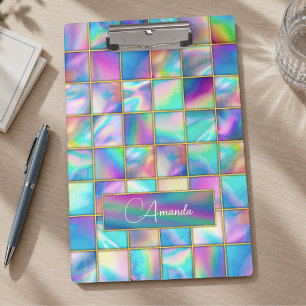 Porte-bloc Géométrique doré faux tendance holographique éléga