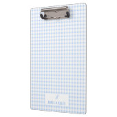 Porte-bloc Gingham Bleu Clair Monogramme Classique (Gauche)