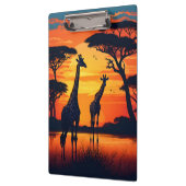 Porte-bloc Girafes au trou d'eau au coucher du soleil (Gauche)