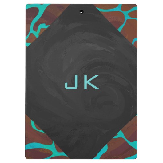 Porte-bloc Giraffe Impression Brown et Turquoise (Dos)