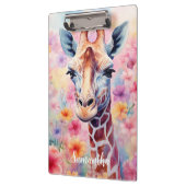 Porte-bloc Giraffe mignonne en fleurs roses (Gauche)