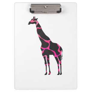 Porte-bloc Giraffe Rose chaud et Silhouette noire