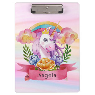 Porte-bloc Girls mignonne violet licorne arc-en-ciel Nom pers